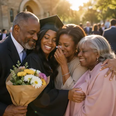 Family Hug After Graduation at Church