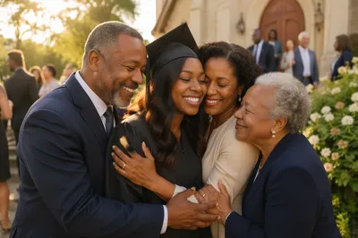 Family Hug After Graduation at Church