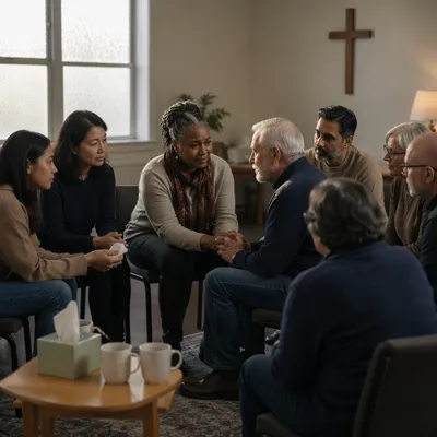 Support Group Circle in Church Room