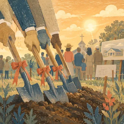 Church Groundbreaking Ceremony at Golden Hour