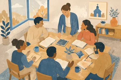 Church Study Group Discussing Scripture Together