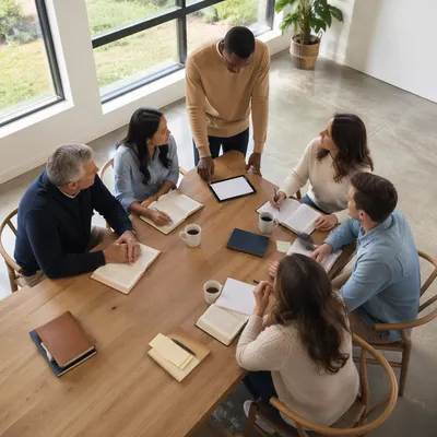 Church Study Group Discussing Scripture Together