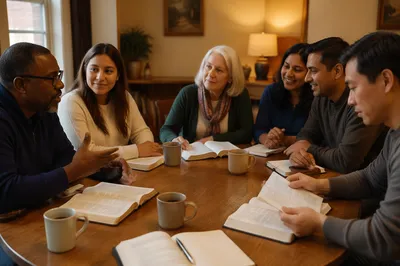 Small Group Bible Study Around Table