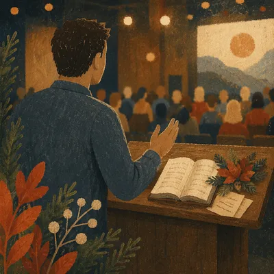 Guest Speaker at Church Conference Podium