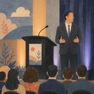 Guest Speaker at Church Conference Podium