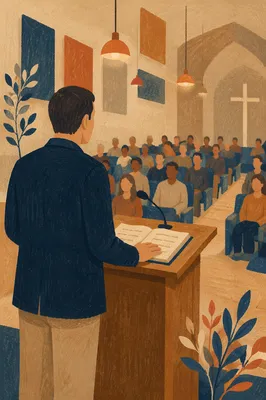 Guest Speaker at Church Conference Podium