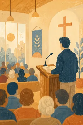 Guest Speaker at Church Conference Podium