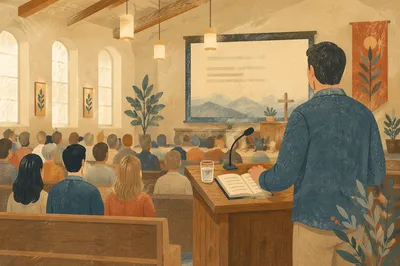 Guest Speaker at Church Conference Podium