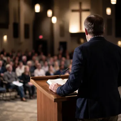 Guest Speaker at Church Conference Podium