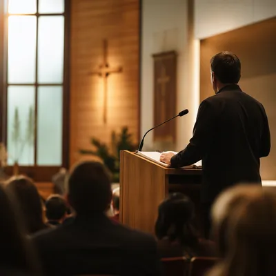Guest Speaker at Church Conference Podium