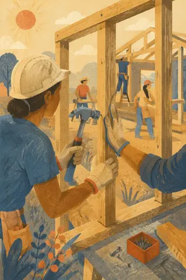 Church Volunteer Home Build With Hammer