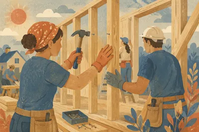 Church Volunteer Habitat Build with Hammer
