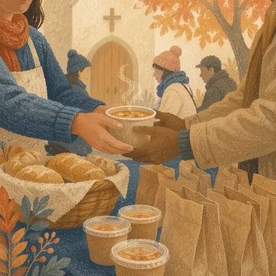 Church Outreach Hands Sharing Warm Meals
