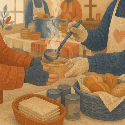 Church Outreach Hands Serving Warm Meals
