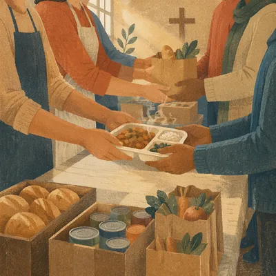 Hands Serving Meals at Church Outreach