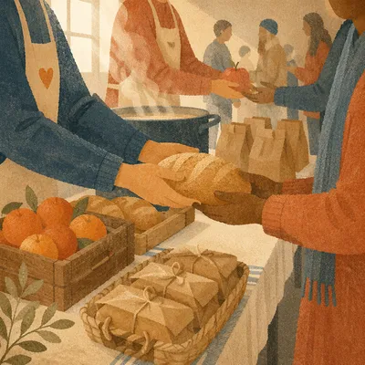 Church Hands Sharing Food Outreach