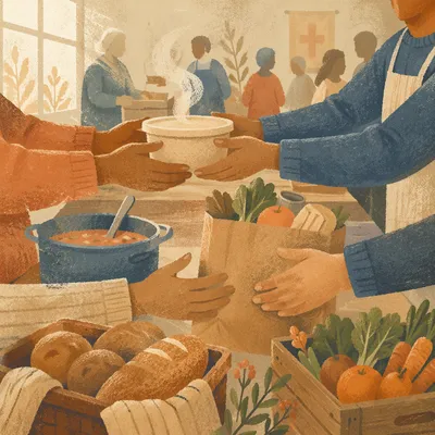 Church Hands Sharing Meals in Fellowship Hall