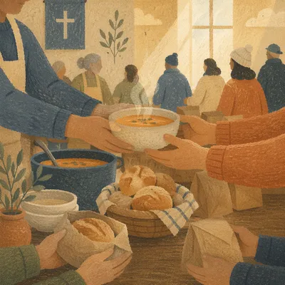 Church Outreach Hands Sharing Warm Meals