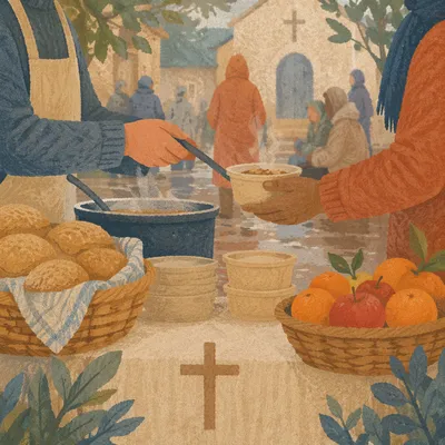 Church Hands Serving Warm Meals