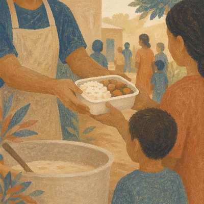Hands Sharing Meals in Church Outreach