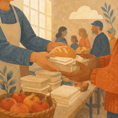 Church Outreach Hands Sharing Warm Meals
