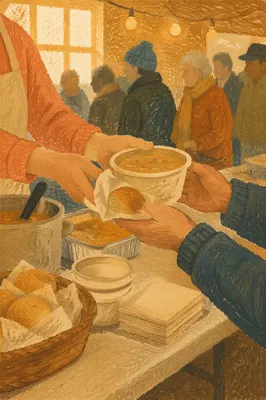 Church Outreach Hands Serving Warm Meals
