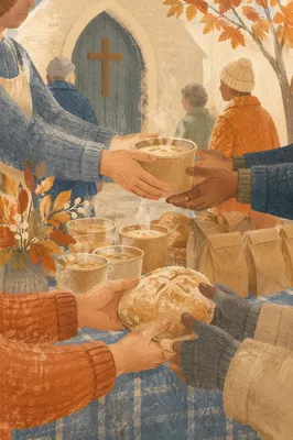 Church Outreach Hands Sharing Warm Meals