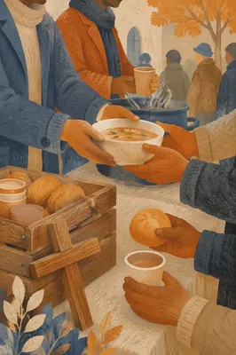 Hands Sharing Warm Meals in Church Outreach