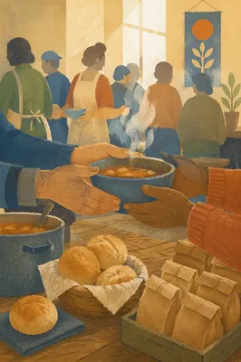 Church Outreach Hands Sharing Warm Meals
