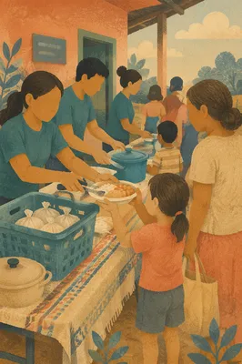 Hands Sharing Meals at Church Outreach