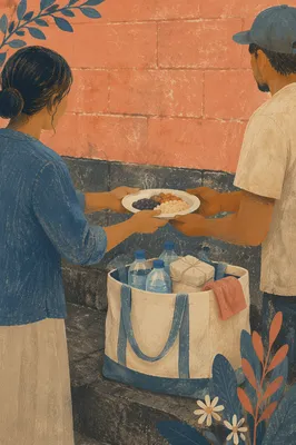 Church Outreach Food Handoff at Ministry Wall
