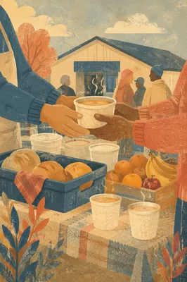 Hands Sharing Meals at Church Outreach