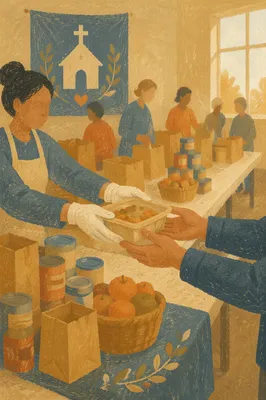 Hands Sharing Meals at Church Outreach