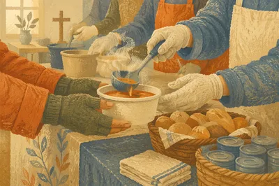 Church Outreach Hands Serving Warm Meals