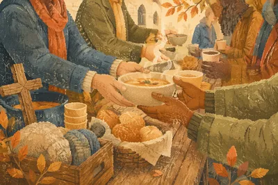 Church Outreach Hands Serving Warm Food