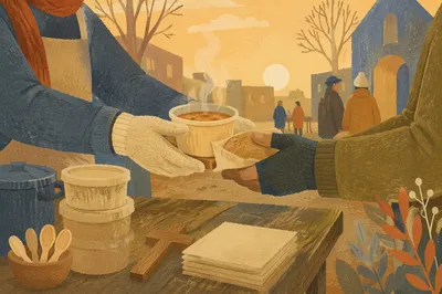 Church Food Outreach Hands Sharing Soup