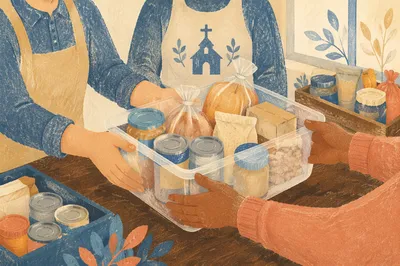 Church Food Outreach Hands Sharing Pantry Supplies