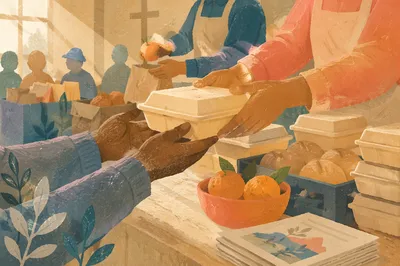 Hands Sharing Meals in Church Outreach