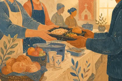 Hands Sharing Meals in Church Outreach