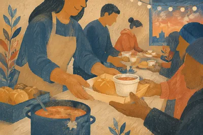 Church Volunteers Serving Meals with Compassion