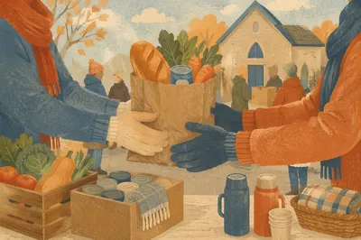 Church Food Outreach Hands Sharing Groceries