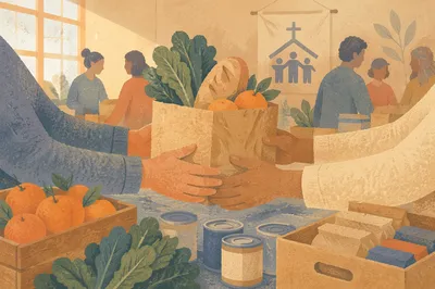 Church Outreach Hands Sharing Food