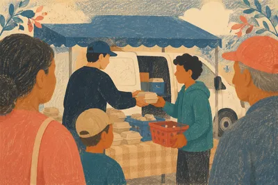 Church Outreach Food Distribution with Volunteers