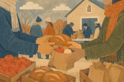 Hands Sharing Food at Church Outreach