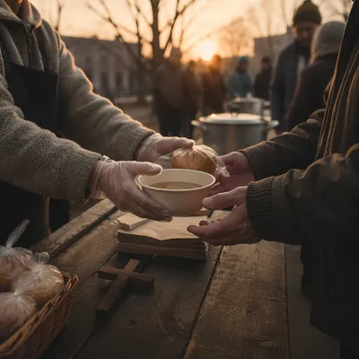 Church Volunteers Serving Warm Breakfast Outreach