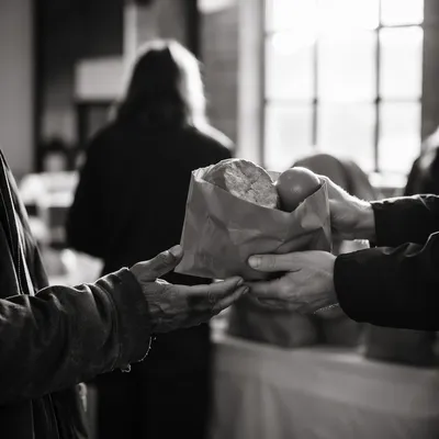 Church Outreach Hands Sharing Meal Bag
