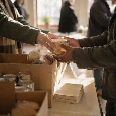 Church Volunteers Sharing Food with Neighbors
