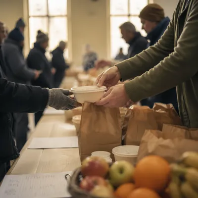 Hands Serving Meals in Church Outreach