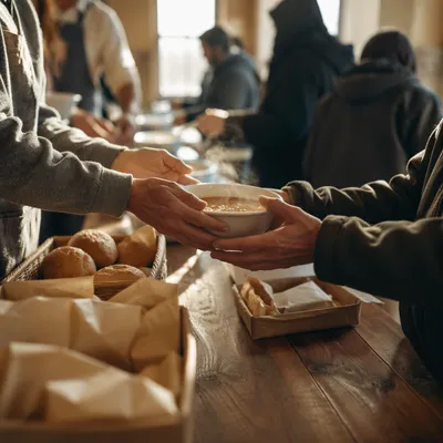 Church Outreach Hands Sharing Warm Meals