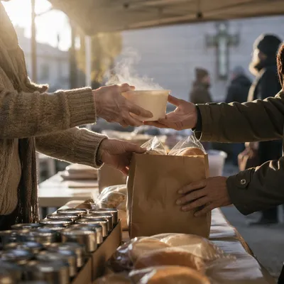Church Outreach Hands Sharing Warm Meals